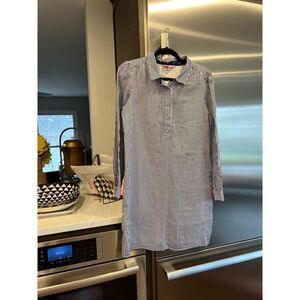 Lilly Pulitzer SZ 4 S Shirt Dress  Blue & White Stripe  Cotton Lined Tunic Shift